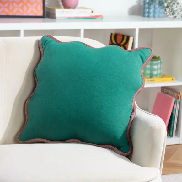 Reversible Cushion with Wiggle Design - Green