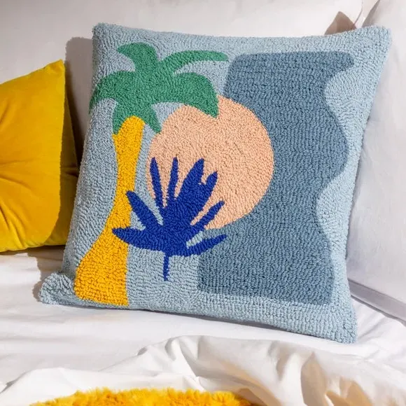 Square Cushion with Abstract Design - Lilac