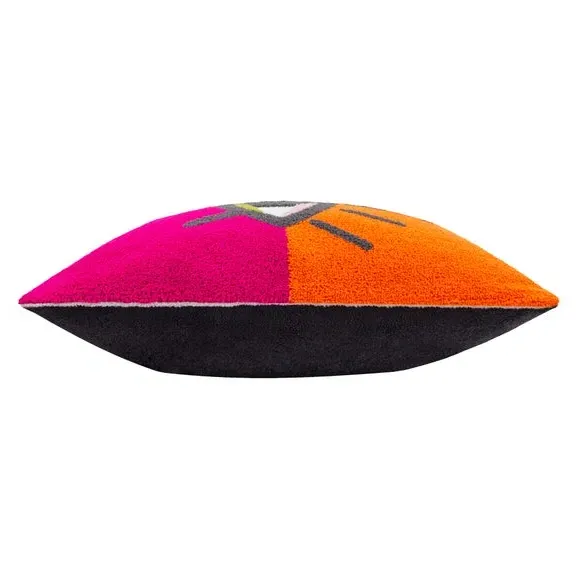 Square Cushion with Eye Design - Pink, Boucle