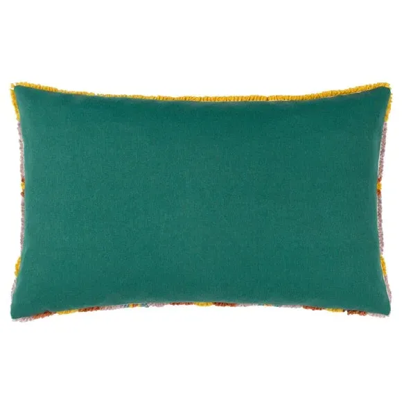 Square Cushion with Heart Design - Multicolor