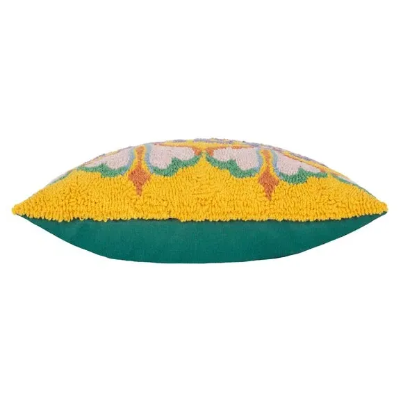 Square Cushion with Heart Design - Multicolor