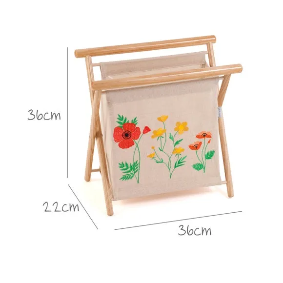 Storage Basket with Embroidery - Red, Cotton