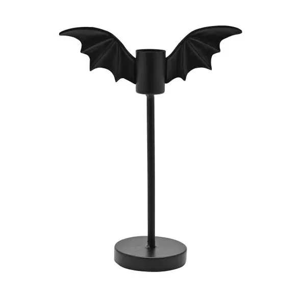 Bat Candlestick Holder - Black, Metal