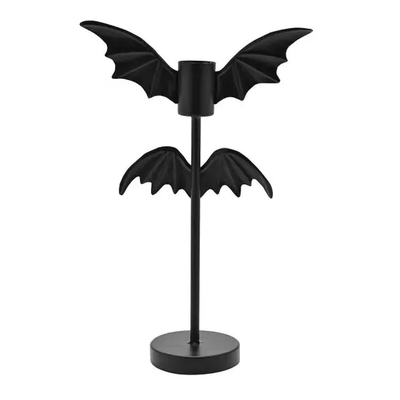 Bat Wing Candlestick Holder - Black, Metal image
