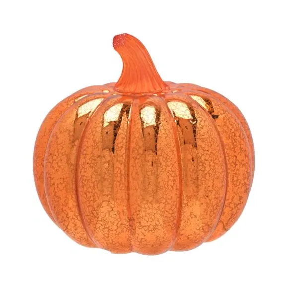 Pumpkin LED Lantern - Orange, Glass