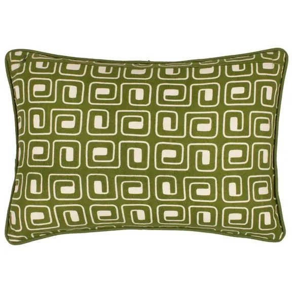 Rectangular Cushion Abstract Design - Olive, Cotton