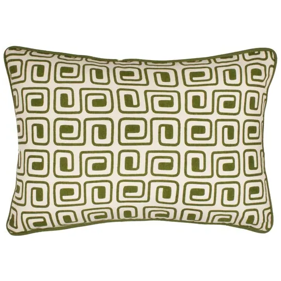 Rectangular Cushion Abstract Design - Olive, Cotton