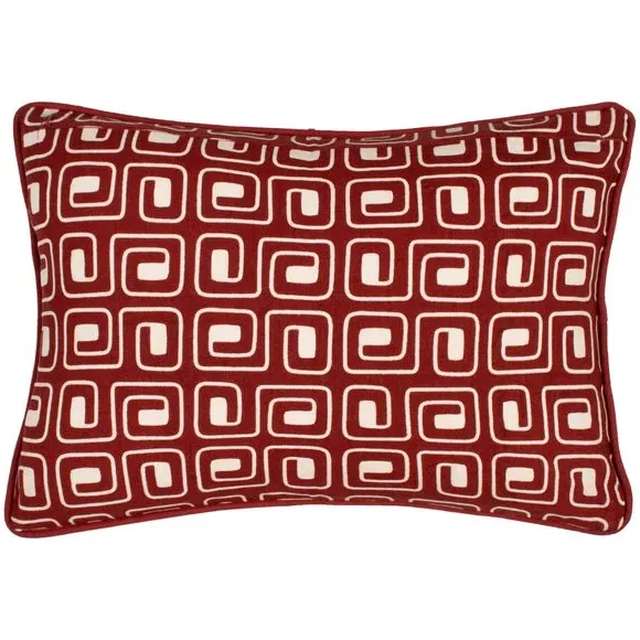 Rectangular Cushion Abstract Design - Red, Cotton
