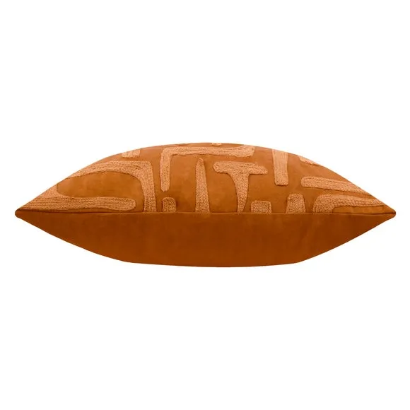 Square Cushion with Embroidery - Copper, Cotton