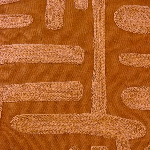 Square Cushion with Embroidery - Copper, Cotton