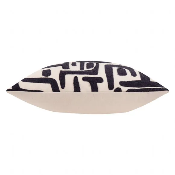 Square Cushion with Embroidery - Monochrome, Cotton