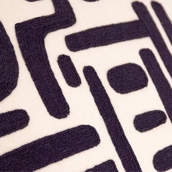 Square Cushion with Embroidery - Monochrome, Cotton