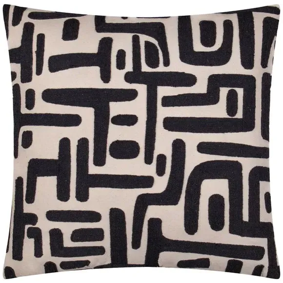 Square Cushion with Embroidery - Monochrome, Cotton
