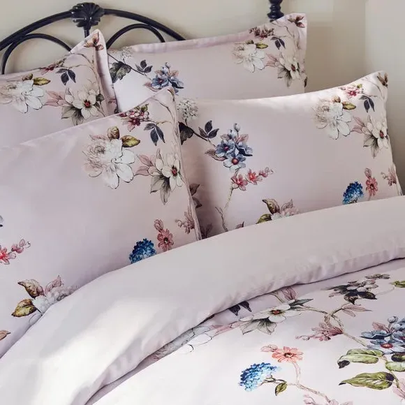 Duvet Cover Set with Floral Print - Blush, Cotton