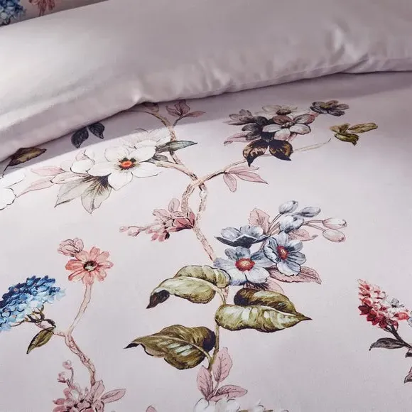 Duvet Cover Set with Floral Print - Blush, Cotton