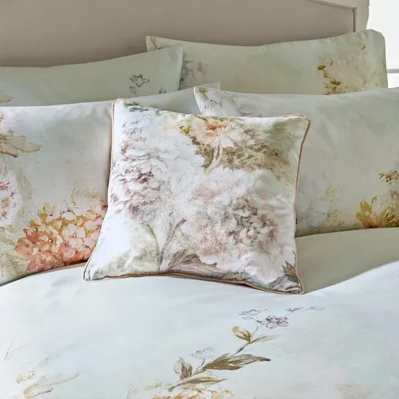 Duvet Cover Set with Floral Print - Natural, Cotton