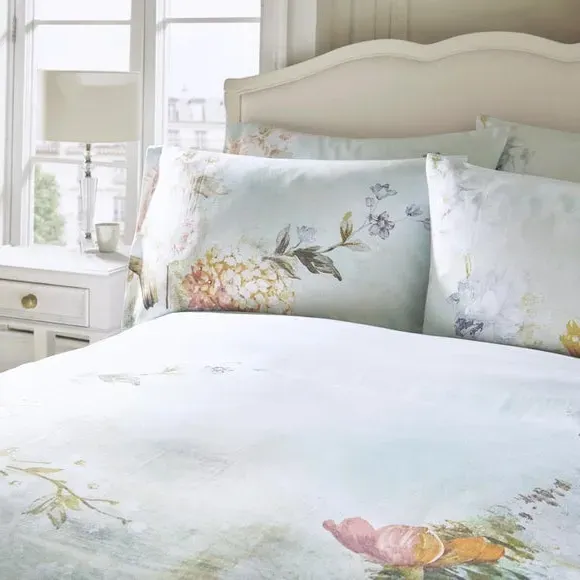 Duvet Cover Set with Floral Print - Natural, Cotton