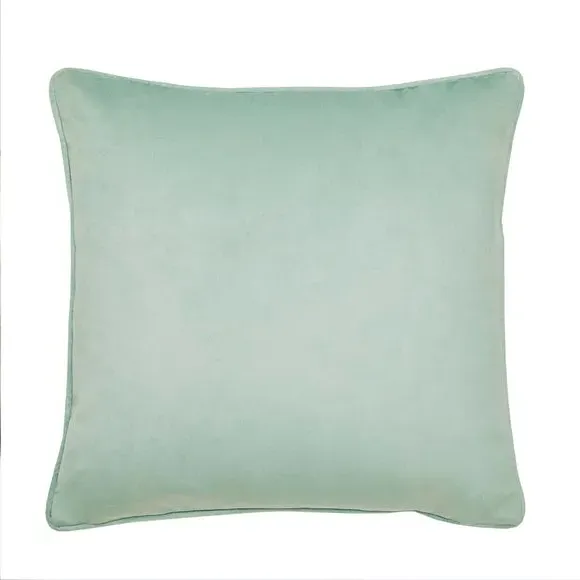 Floral Cushion with Heron Design - Green, Velvet