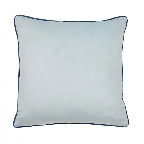 Floral Cushion with Velvet Feel - Blue, Polyester