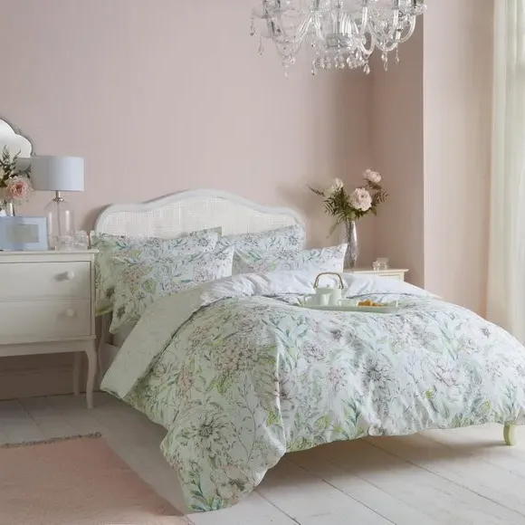 Floral Duvet Cover Set - Green, Cotton image
