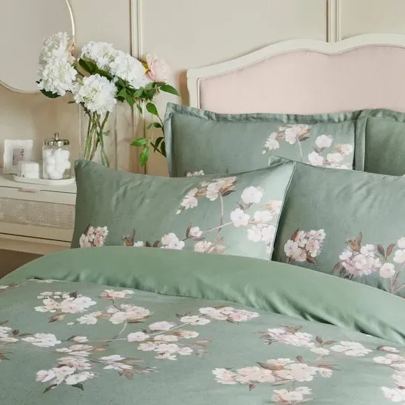 Oxford Pillowcase with Button Fastening - Sage