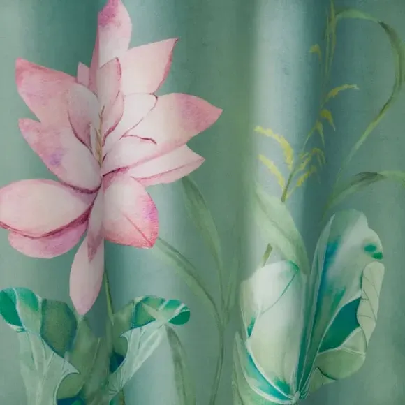 Pencil Pleat Curtains with Lining - Green, Polyester