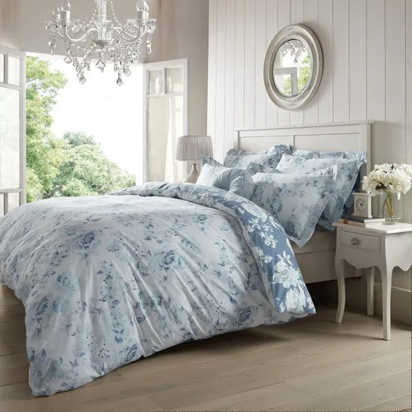 Reversible Duvet Cover Set - Blue, Polycotton