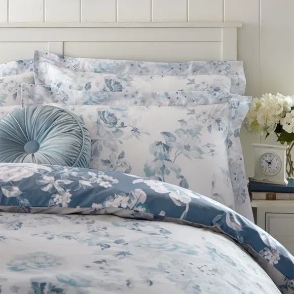 Reversible Duvet Cover Set - Blue, Polycotton