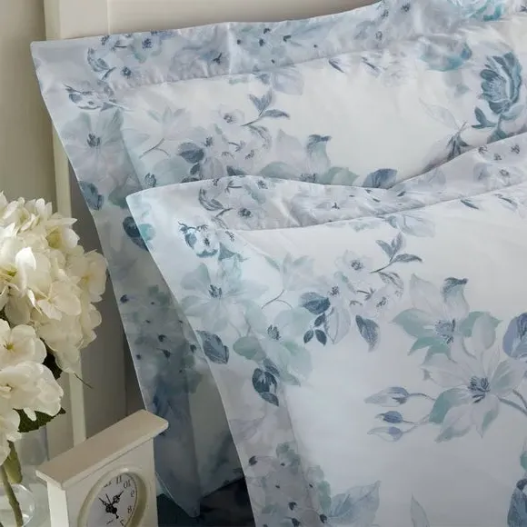 Reversible Duvet Cover Set - Blue, Polycotton