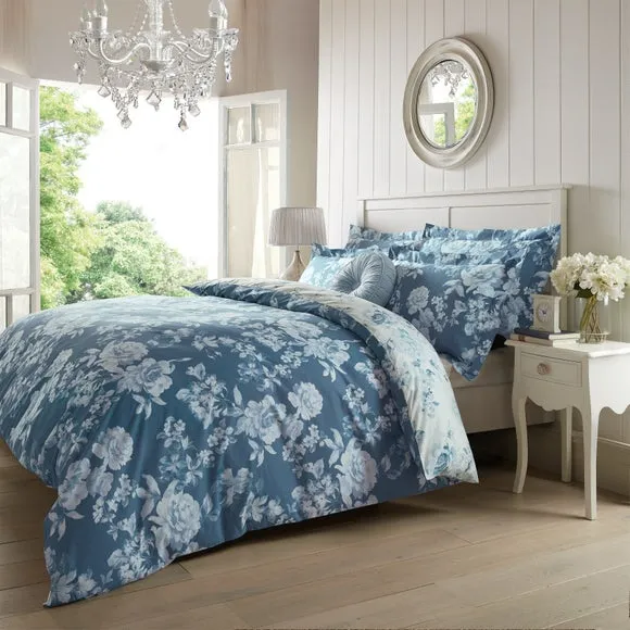 Reversible Duvet Cover Set - Blue, Polycotton