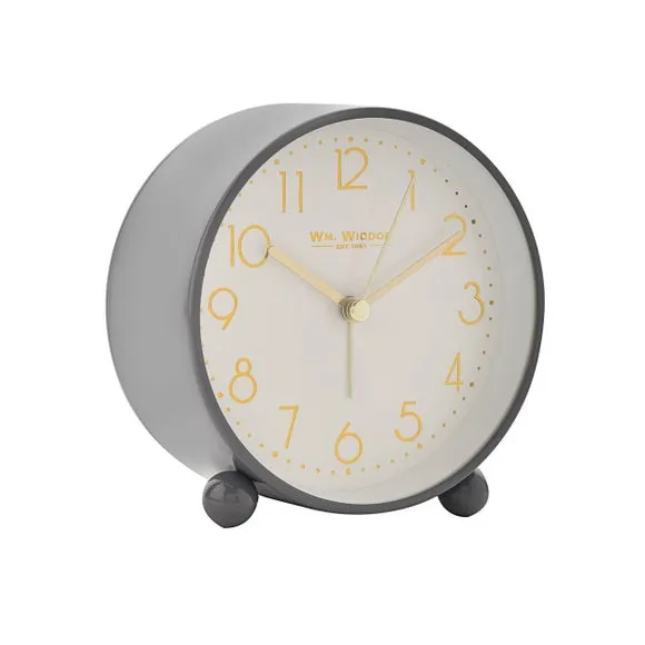 Compact Alarm Clock with Gold Detail - Grey