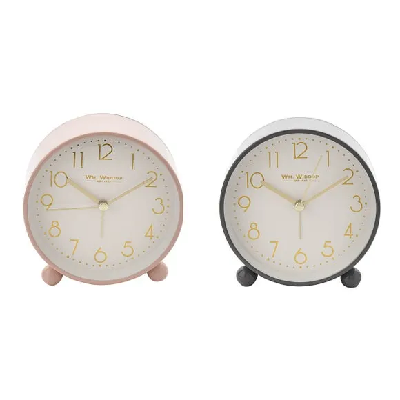 Compact Alarm Clock with Gold Detail - Grey