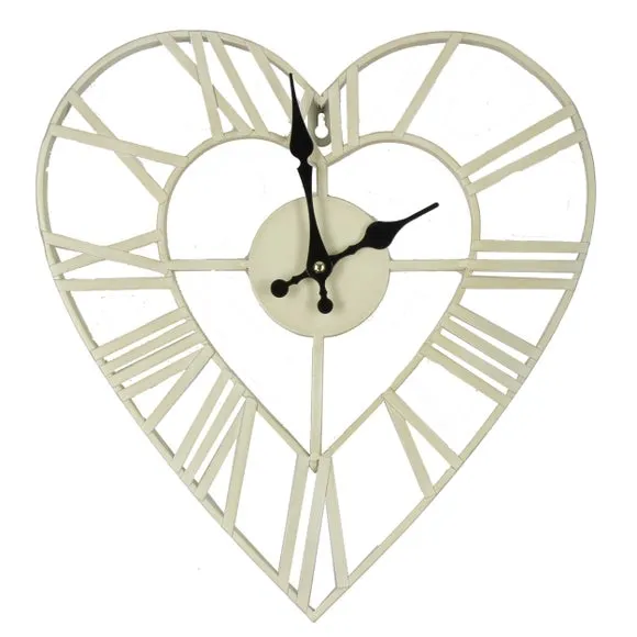 Heart Shape Wall Clock - Cream, Metal image