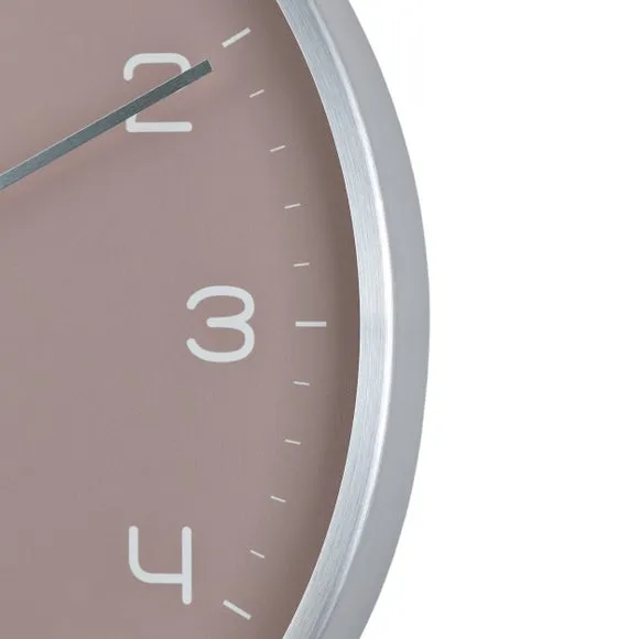 Round Wall Clock Modern Design - Silver, Metal