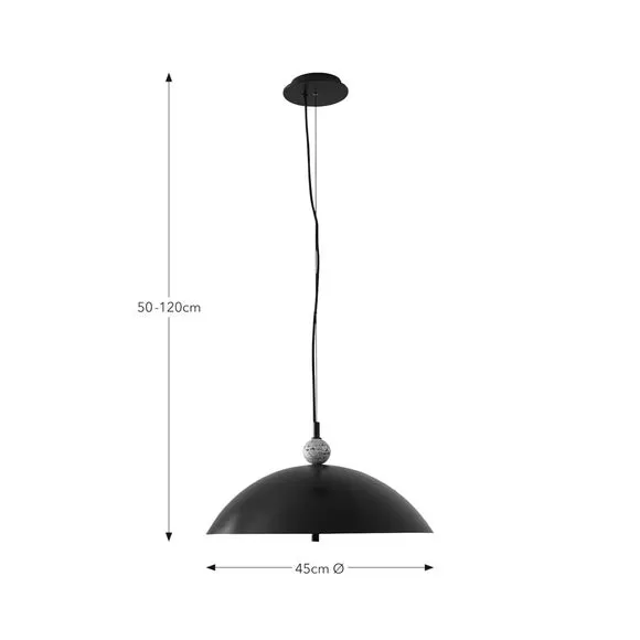 2-Light Pendant Light with Switch - Black, Metal