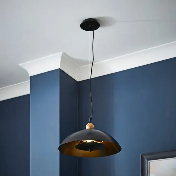 2-Light Pendant Light with Switch - Black, Metal image