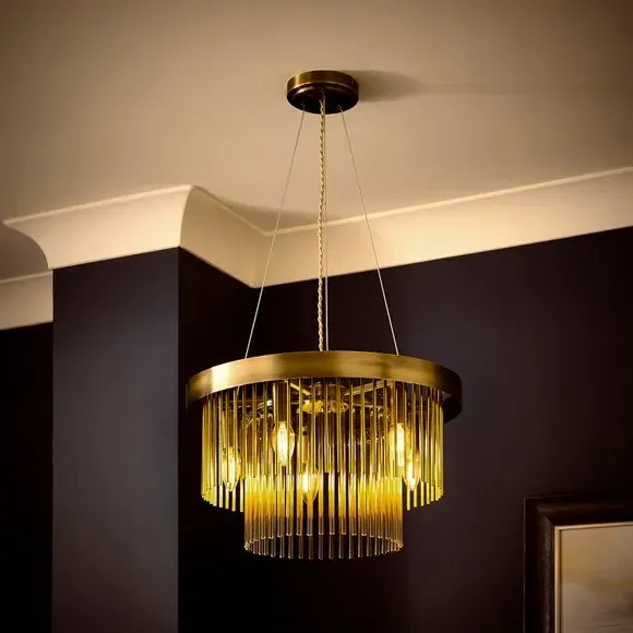 5-Light Adjustable Ceiling Light - Gold, Glass
