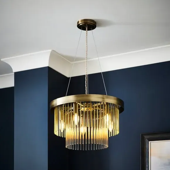 5-Light Adjustable Ceiling Light - Gold, Glass image