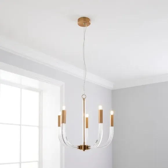 5-Light Ceiling Light with Adjustable Drop - Gold image
