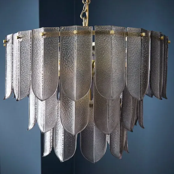 5-Light Chandelier - Antique Brass, Glass