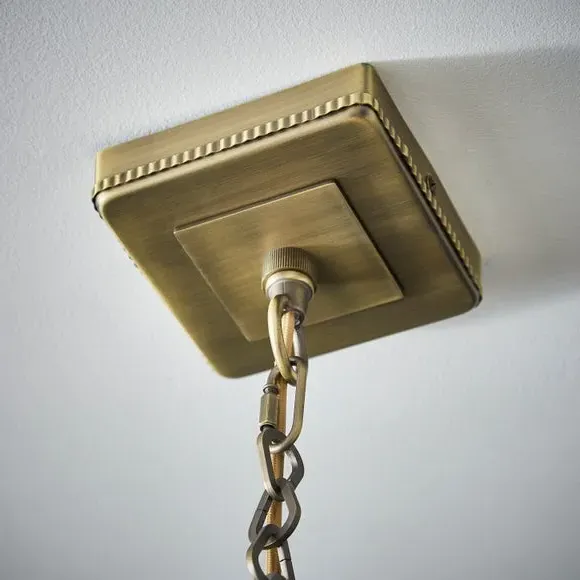 5-Light Chandelier - Antique Brass, Glass
