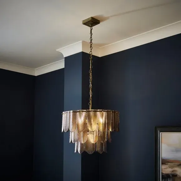 5-Light Chandelier - Antique Brass, Glass image