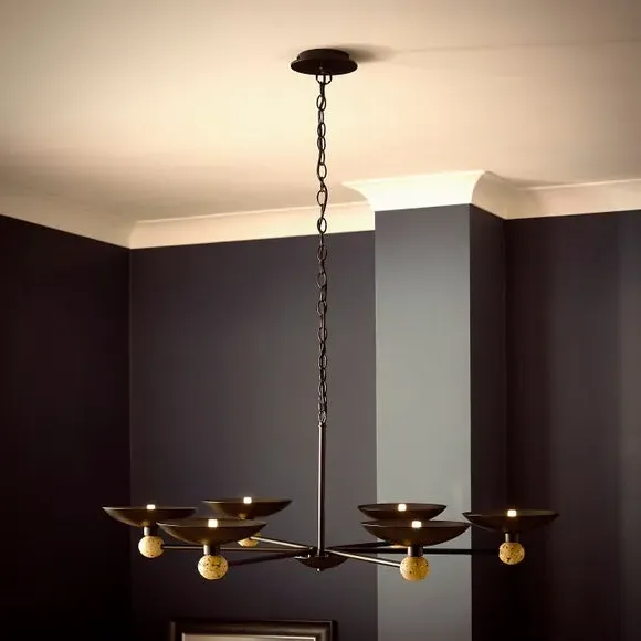 6 Light Pendant Light - Black, Metal