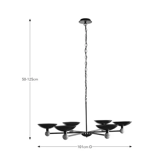 6 Light Pendant Light - Black, Metal
