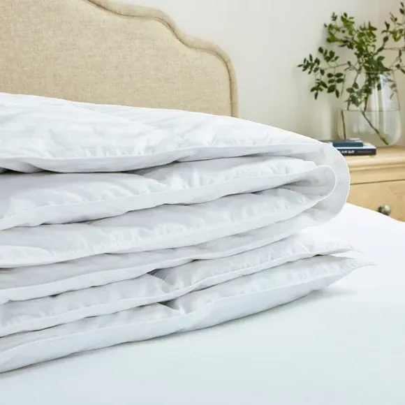 7.5 Tog Duvet with Down Fill - White, Cotton