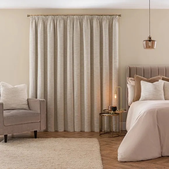Blackout Pencil Pleat Curtains - Ivory, Fabric