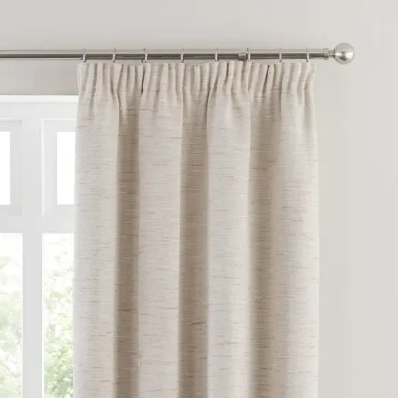 Blackout Pencil Pleat Curtains - Ivory, Fabric image