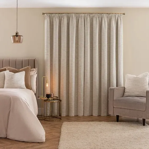 Blackout Pencil Pleat Curtains - Ivory, Fabric