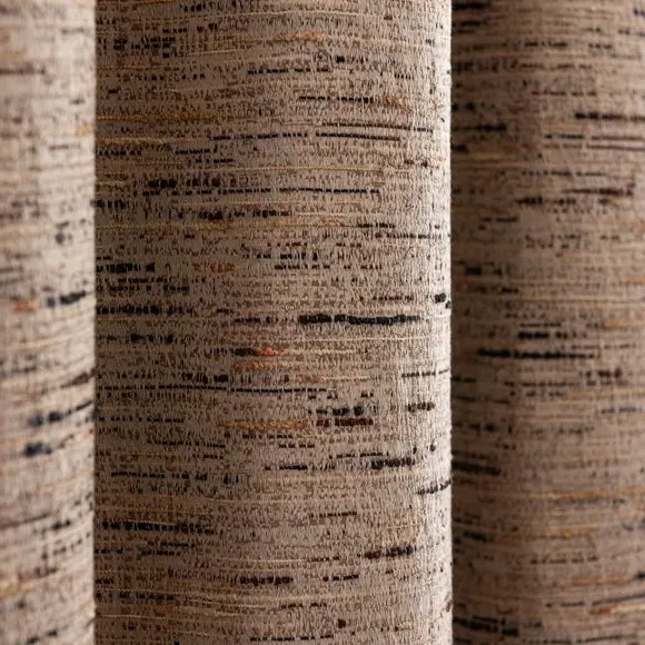 Blackout Pencil Pleat Curtains - Natural, Fabric