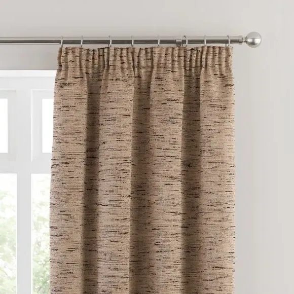 Blackout Pencil Pleat Curtains - Natural, Fabric